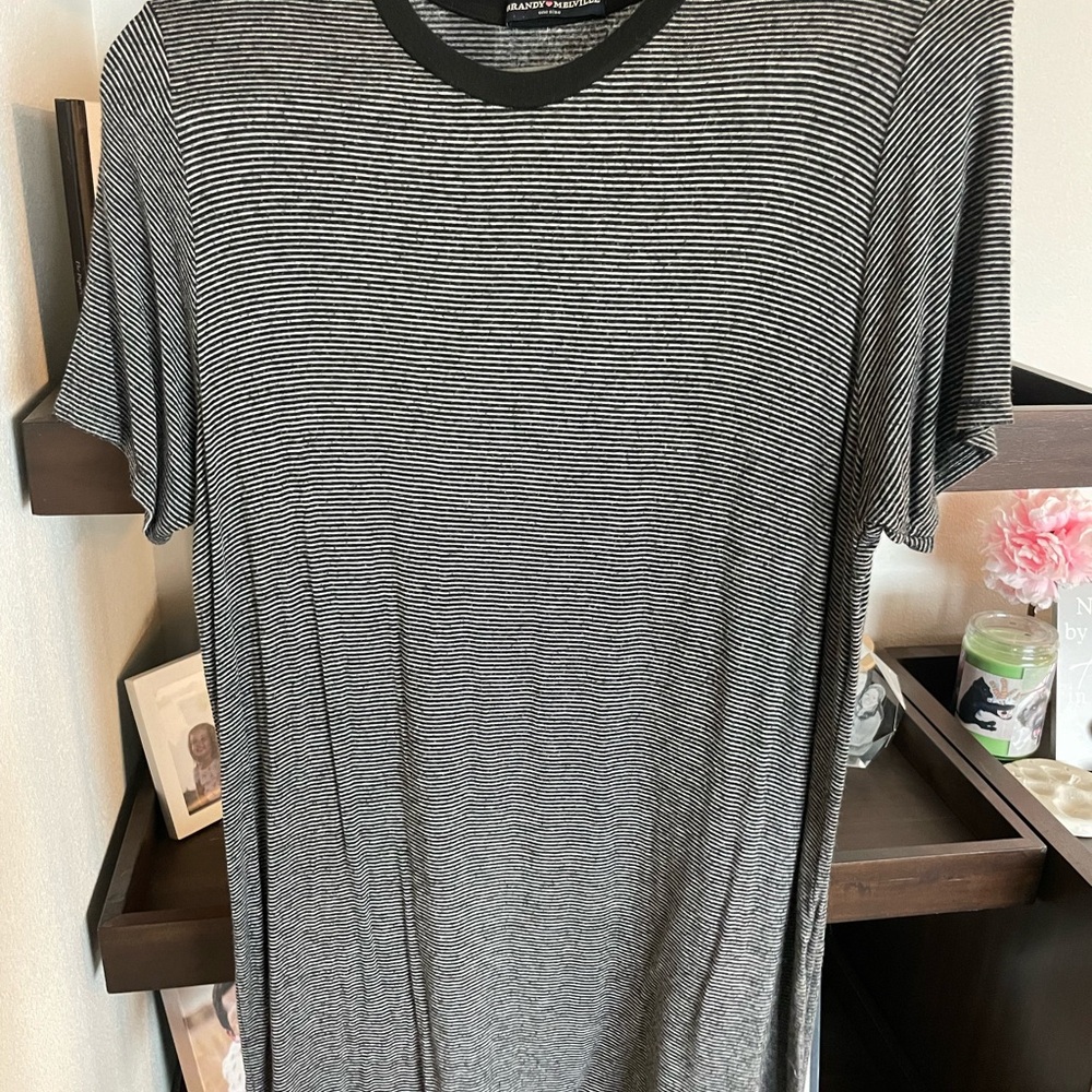 Brandy Melville Monochrome Striped Short Sleeve Tee